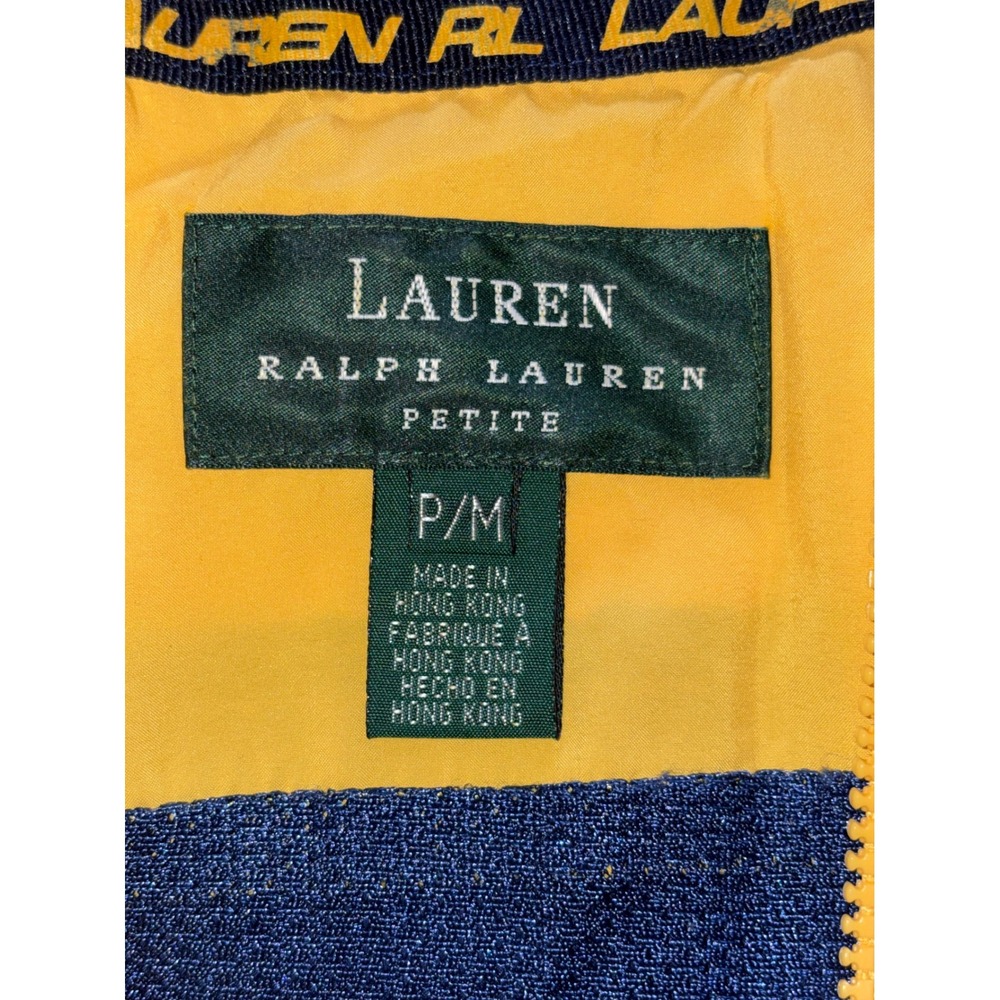 Lauren Ralph Lauren Petite Vintage Y2K Colorblock Windbreaker Navy Yellow PM - Picture 4 of 4